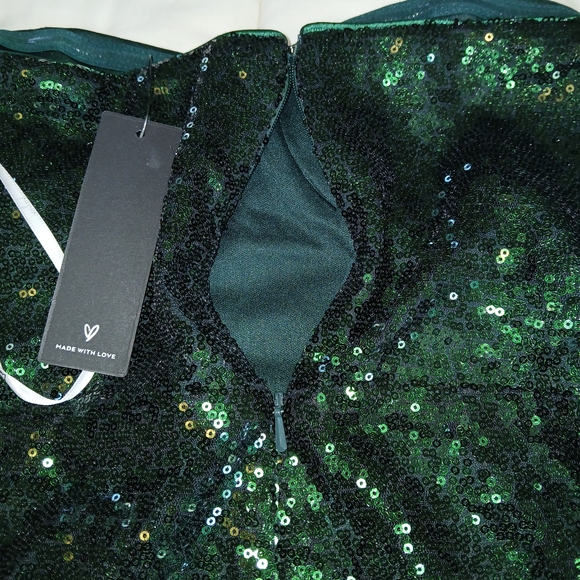 Lulu's Emerald Green Sequin Strapless Mini Dress - Picture 5 of 8
